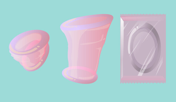Female condoms flat illustration