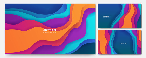 Set of abstract modern trendy minimal colorful background. Dynamic shapes composition with modern hipster futuristic graphic. Vector abstract background texture design, bright poster, banner