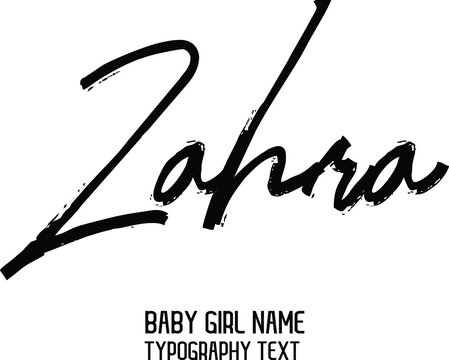 Zahra Girl Baby Name in Stylish Cursive Calligraphy Lettering