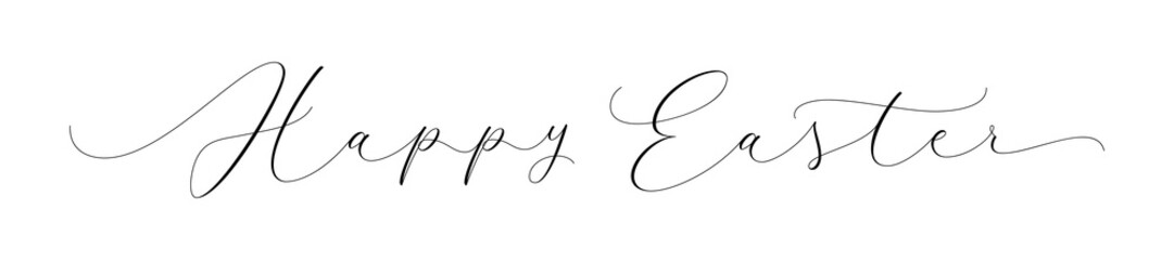 Happy Easter elegant handwritten lettering. Modern brush calligraphy. Text design for holiday greeting card, banner and invitation.