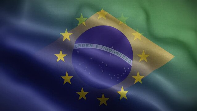 EU Brazil Flag Loop Background 4K