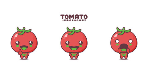 vector tomato cartoon mascot, with different expressions