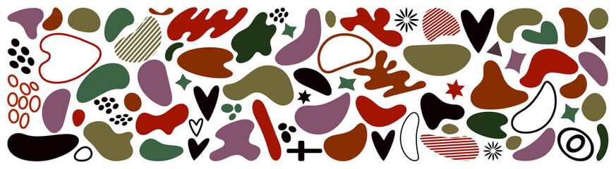 Abstract blotch shape. Liquid shape elements. Set of modern graphic elements. Fluid dynamical colored forms banner. Gradient abstract liquid shapes. Vector illustration.	