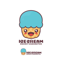 cute ice cream cartoon mascot, with a happy expression, suitable for, logos, prints, stickers, etc