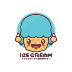 cute ice cream cartoon mascot, suitable for, logos, prints, stickers, etc