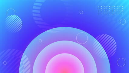Circle gradient blue pink colorful abstract geometric design background