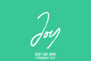 Lettering Sign in Stylish Typography Text Baby Name Joy on Cyan Background