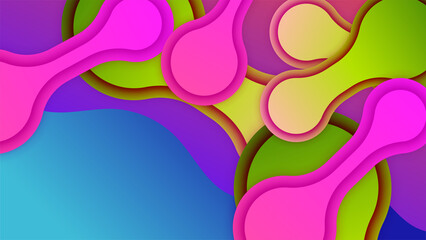 Modern bloob blue pink green colorful abstract geometri design background