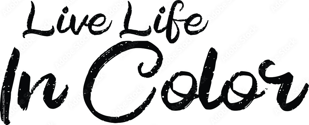 Wall mural live life in color. bold brush text phrase - Wall murals