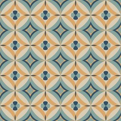 Fototapeta premium Tile seamless pattern design. With colourful motifs background.