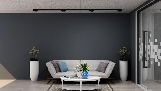 modern office lounge wall logo mockup