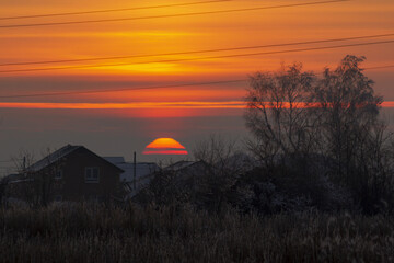 Sunset in a distant Siberian village.