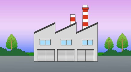 煙突のある工場