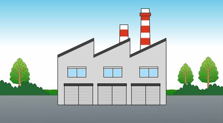 煙突のある工場