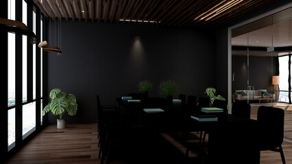 modern office meeting room for company wall logo mockup