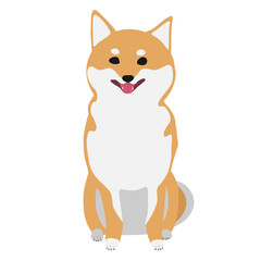 笑顔でおすわりする柴犬