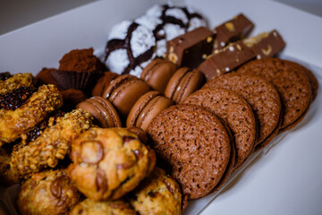 Asorted cookies in white box