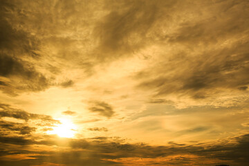 Dramatic sky with morning sunlight.