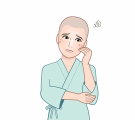 病気で剃髪した女性