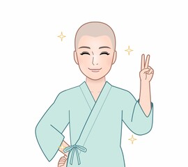 病気で剃髪した女性