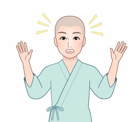 病気で剃髪した女性