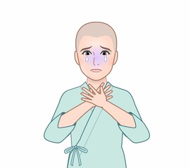 病気で剃髪した女性