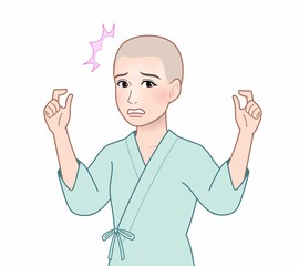 病気で剃髪した女性