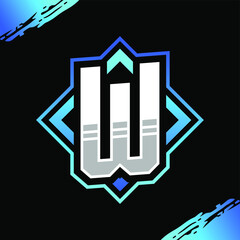 Initial W Gaming Logo Design Template Inspiration, Vector Illustration.
