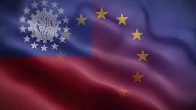 EU Myanmar Burma Flag Loop Background 4K