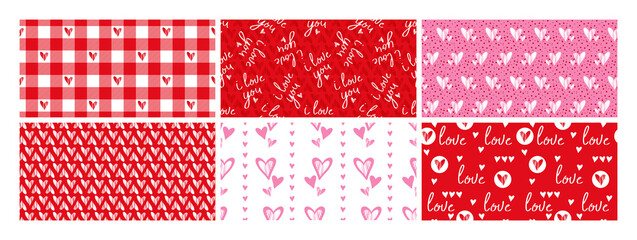 Collection of valentine's day templates in flat design. seamless pictures for wrapping paper design