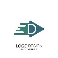 Obraz premium motion triangle play letter d half logo design