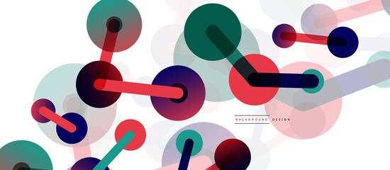 Line points connections geometric abstract background. Circles connected by lines. Trendy techno business template for wallpaper, banner, background or landing