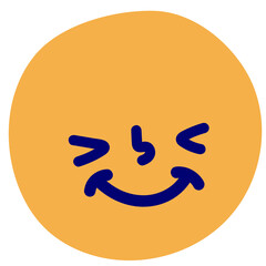 Grinning squinting face vector illustration in flat color design