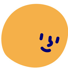 Slightly smile face vector illustration in flat color design