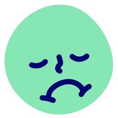 Frowning face vector illustration in flat color design