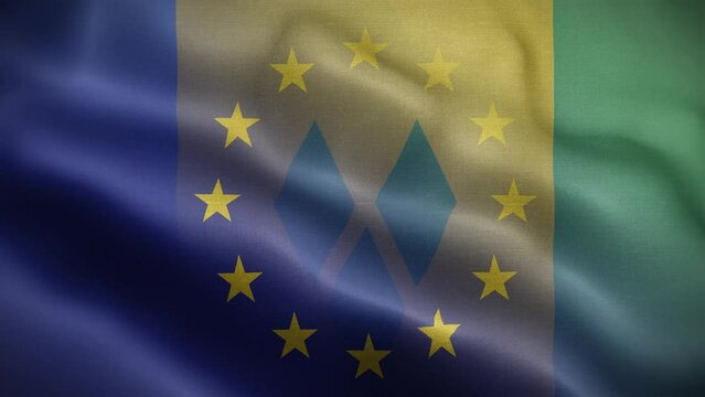 EU Saint Vincent and the Grenadines Flag Loop Background 4K