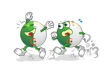 algerian flag play chase cartoon. cartoon mascot vector