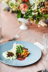Easter table with nice flowers