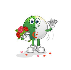 algerian flag with bouquet mascot. cartoon vector