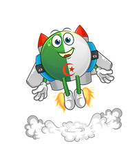 algerian flag with jetpack mascot. cartoon vector