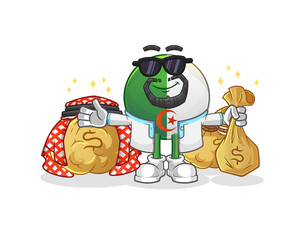 algerian flag rich arabian mascot. cartoon vector