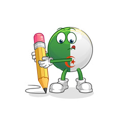 algerian flag write with pencil. cartoon mascot vector