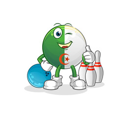Obraz premium algerian flag play bowling illustration. character vector