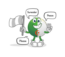 algerian flag hold surrender flag mascot. cartoon vector