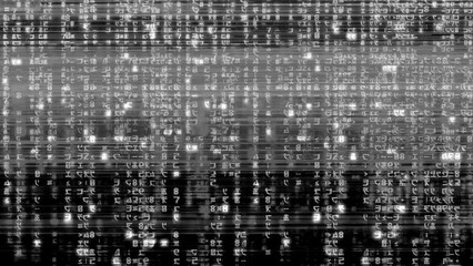 Virus Glitch.This stock motion graphic shows digital glitches, scratches, numerals and grainy effects.