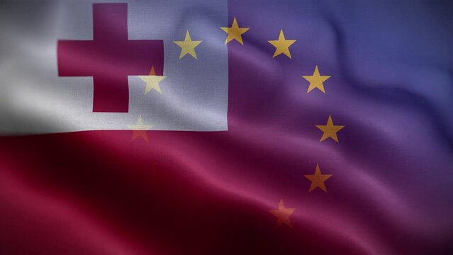 EU Tonga Flag Loop Background 4K