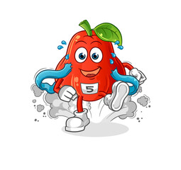 water apple runner character. cartoon mascot vector