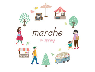 マルシェ　春　かわいいフレームイラスト