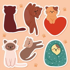 cute cartoon cat sticker set