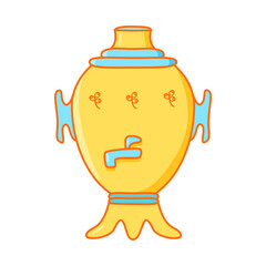Samovar is a traditional Russian kettle for boiling water. samovar icon vector illustration.